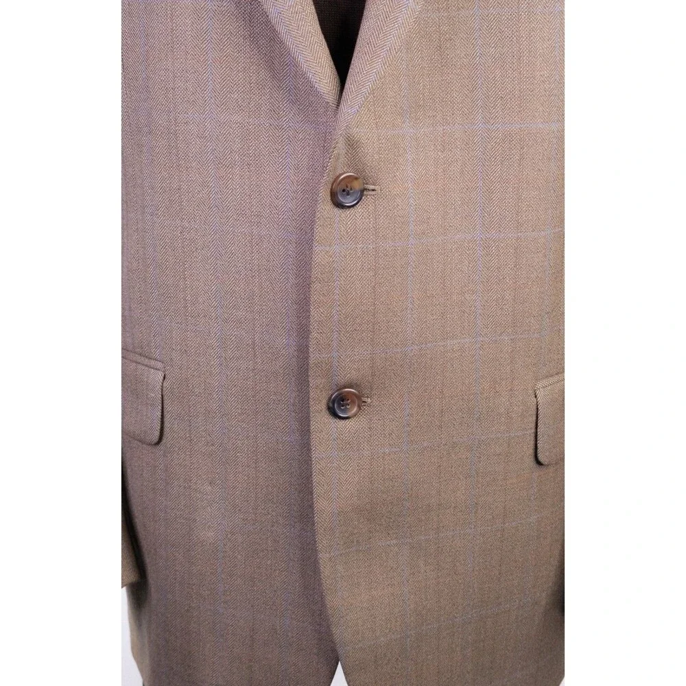 Joseph & Feiss Gold Blazer Mens 48R Beige 100% Wool Sport Coat Jacket Classic